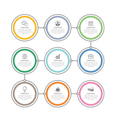 9 Data Infographics Thin Line Circle Timeline