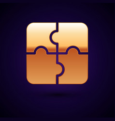 Gold Piece Of Puzzle Icon Isolated On Black