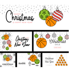 Basketball Sport Christmas Card Set In Trendy