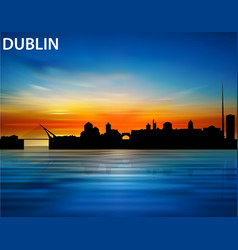 Silhouette Of Dublin City On The Sunset