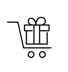 Gift Box With A Bow In Shopping Cart Christmas