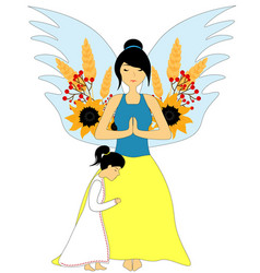 Angel With Child Praying For Ukraine