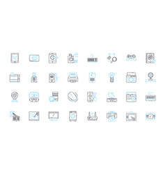 Virtual Shopping Linear Icons Set E-commerce