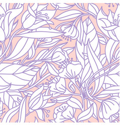 Floral Seamless Pattern With Linear Hand Drawn