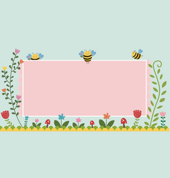 Frame With Bees Leaves And Flowers Around