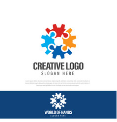 Gear Shape Puzzle Logo Design Human Resources