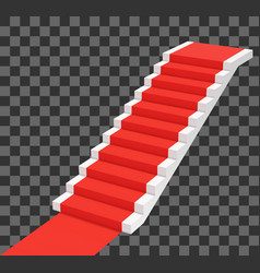 Red Carpet On White Stairs Perspective View