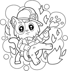 Cartoon Cat Fireman