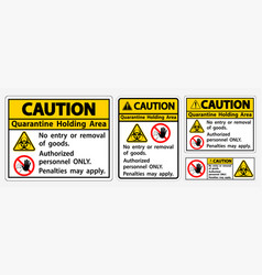 Caution Quarantine Holding Area Sign Isolated On