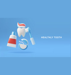 Website Banner Template About Healthy Tooth 3d