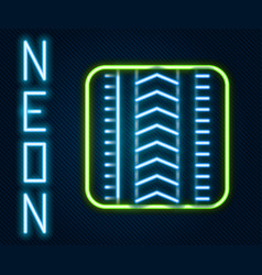 Glowing Neon Line Tire Track Icon Isolated