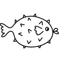 Hand Drawn Doodle Hedgehog Fish In Monoline