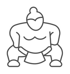 Sumo Fighter Strong Fat Wrestler Thin Line Icon