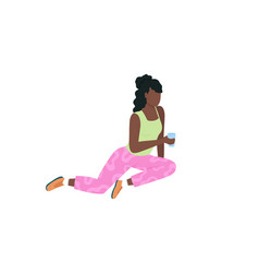 African American Girl On Picnic Flat Color