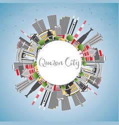 Quezon City Philippines Skyline With Gray