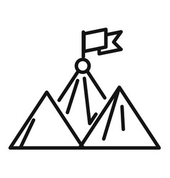 Victory Flag On Mountain Icon Outline Top