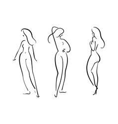 Female Body Sketch Line Drawing Of Elegant Figure