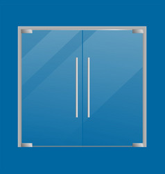 Glass Doors Realistic Store Double Closed Door