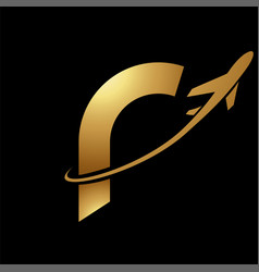 Glossy Gold And Black Lowercase Letter R Icon