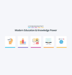 Modern Education And Knowledge Power Flat 5 Icon