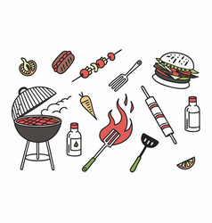 Lively Barbecue Icons And Scenes