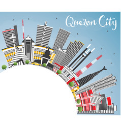 Quezon City Philippines Skyline With Gray