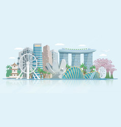 Singapore Skyline Flat Panoramic View Poster