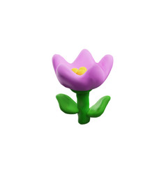 Realistic Plasticine Lilac Flower With Leaves 3d