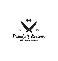 Two Knives With Tuxedo Suit Restaurant Logo Chef