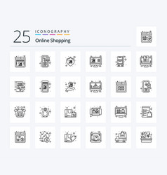 Online Shopping 25 Line Icon Pack Including List