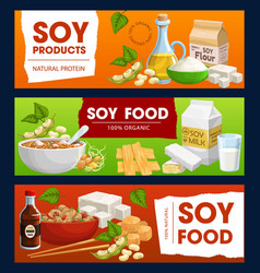 Soy And Soybean Products Banners Set