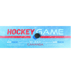 Hockey Game Banner With Puck On Ice Rink