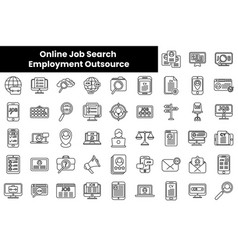 Set Of Outline Online Job Search Employment