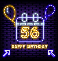 56th Happy Birthday 56 Year Old Neon Sign