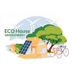 Eco House With Solar Panels Bycicles And Sorting