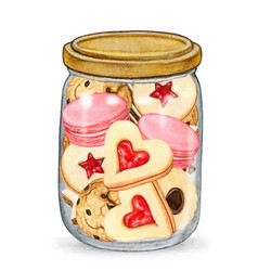 Watercolor Cute Jar Full Of Cookies