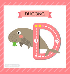 Letter D Uppercase Tracing Dugong Eating Seagrass