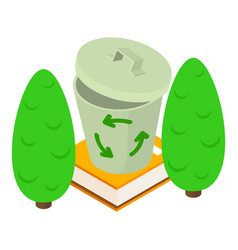 Paper Recycling Icon Isometric Trash Can