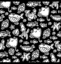 Skat Friends Monochrome Nautical Seamless Pattern