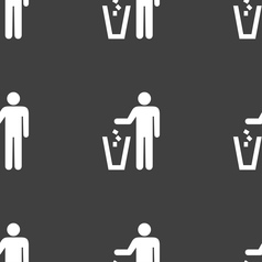 Throw Away The Trash Icon Sign Seamless Pattern