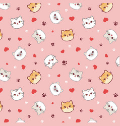 Seamless Pattern Of A Cute Different Cats Hearts