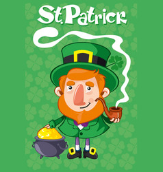 Cartoon St Patrick Day Poster With Leprechaun