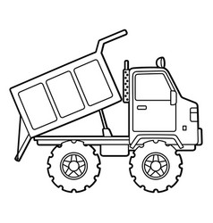 Dump Truck Coloring Page Isolated For Kids