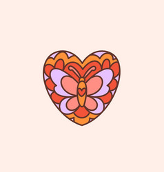 Retro Heart With Groovy Butterfly