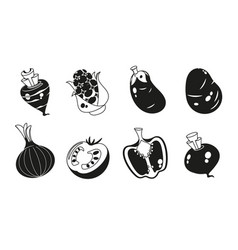 Vegetable Icons Black And White Carrot Corn Cob