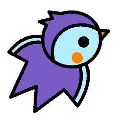 Bird Cartoon Roughen Colored Line Icon