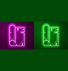 Glowing Neon Line Ancient Papyrus Scroll Icon