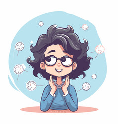 Cartoon Of A Young Woman Wearing Glasses