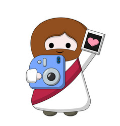 Cute Jesus Christ With Instant Vintage Camera