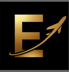 Glossy Gold And Black Uppercase Letter E Icon